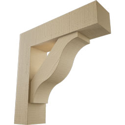 Ekena Millwork - BKTUR0554X22X22FST05RCPR - Timberthane Faux Wood Funston Style Bracket w/ Offset Brace, Block Ends, 5 1/2"W x 22"D x 22"H, Primed Tan