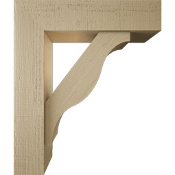 Ekena Millwork - BKTUR0554X22X26FST05RCPR - Timberthane Faux Wood Funston Style Bracket w/ Offset Brace, Block Ends, 5 1/2"W x 22"D x 26"H, Primed Tan