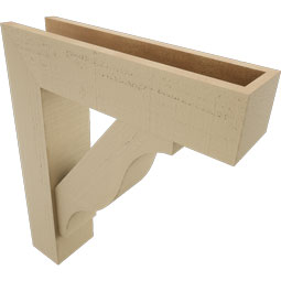 Ekena Millwork - BKTUR0554X22X26FST05RCPR - Timberthane Faux Wood Funston Style Bracket w/ Offset Brace, Block Ends, 5 1/2"W x 22"D x 26"H, Primed Tan
