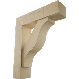 Ekena Millwork - BKTUR0554X22X26FST05RCPR - Timberthane Faux Wood Funston Style Bracket w/ Offset Brace, Block Ends, 5 1/2"W x 22"D x 26"H, Primed Tan