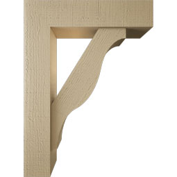 Ekena Millwork - BKTUR0554X22X30FST05RCPR - Timberthane Faux Wood Funston Style Bracket w/ Offset Brace, Block Ends, 5 1/2"W x 22"D x 30"H, Primed Tan