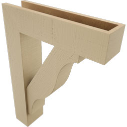 Ekena Millwork - BKTUR0554X22X30FST05RCPR - Timberthane Faux Wood Funston Style Bracket w/ Offset Brace, Block Ends, 5 1/2"W x 22"D x 30"H, Primed Tan