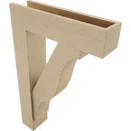 Ekena Millwork - BKTUR0554X22X34FST05RCPR - Timberthane Faux Wood Funston Style Bracket w/ Offset Brace, Block Ends, 5 1/2"W x 22"D x 34"H, Primed Tan