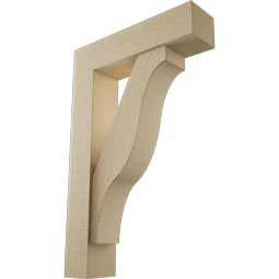 Ekena Millwork - BKTUR0554X22X34FST05RCPR - Timberthane Faux Wood Funston Style Bracket w/ Offset Brace, Block Ends, 5 1/2"W x 22"D x 34"H, Primed Tan
