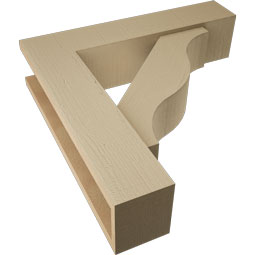 Ekena Millwork - BKTUR0554X24X24FST05RCPR - Timberthane Faux Wood Funston Style Bracket w/ Offset Brace, Block Ends, 5 1/2"W x 24"D x 24"H, Primed Tan