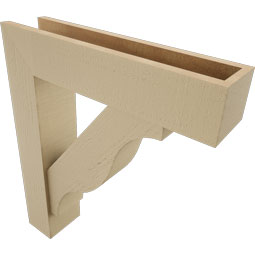 Ekena Millwork - BKTUR0554X24X28FST05RCPR - Timberthane Faux Wood Funston Style Bracket w/ Offset Brace, Block Ends, 5 1/2"W x 24"D x 28"H, Primed Tan