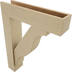Ekena Millwork - BKTUR0554X24X32FST05RCPR - Timberthane Faux Wood Funston Style Bracket w/ Offset Brace, Block Ends, 5 1/2"W x 24"D x 32"H, Primed Tan
