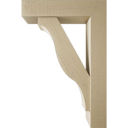 Ekena Millwork - BKTUR0554X24X36FST05RCPR - Timberthane Faux Wood Funston Style Bracket w/ Offset Brace, Block Ends, 5 1/2"W x 24"D x 36"H, Primed Tan