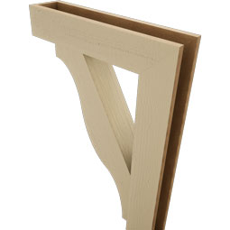 Ekena Millwork - BKTUR0554X24X36FST05RCPR - Timberthane Faux Wood Funston Style Bracket w/ Offset Brace, Block Ends, 5 1/2"W x 24"D x 36"H, Primed Tan
