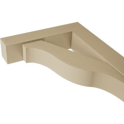 Ekena Millwork - BKTUR0554X24X36FST05RCPR - Timberthane Faux Wood Funston Style Bracket w/ Offset Brace, Block Ends, 5 1/2"W x 24"D x 36"H, Primed Tan