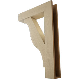 Ekena Millwork - BKTUR0554X24X36FST05RCPR - Timberthane Faux Wood Funston Style Bracket w/ Offset Brace, Block Ends, 5 1/2"W x 24"D x 36"H, Primed Tan