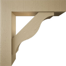 Ekena Millwork - BKTUR0554X26X26FST05RCPR - Timberthane Faux Wood Funston Style Bracket w/ Offset Brace, Block Ends, 5 1/2"W x 26"D x 26"H, Primed Tan