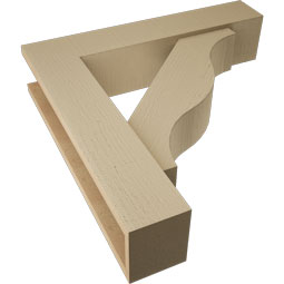 Ekena Millwork - BKTUR0554X26X26FST05RCPR - Timberthane Faux Wood Funston Style Bracket w/ Offset Brace, Block Ends, 5 1/2"W x 26"D x 26"H, Primed Tan