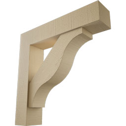 Ekena Millwork - BKTUR0554X26X26FST05RCPR - Timberthane Faux Wood Funston Style Bracket w/ Offset Brace, Block Ends, 5 1/2"W x 26"D x 26"H, Primed Tan