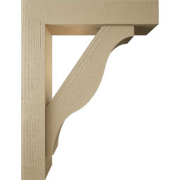 Ekena Millwork - BKTUR0554X26X34FST05RCPR - Timberthane Faux Wood Funston Style Bracket w/ Offset Brace, Block Ends, 5 1/2"W x 26"D x 34"H, Primed Tan
