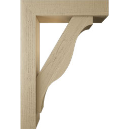 Ekena Millwork - BKTUR0554X26X38FST05RCPR - Timberthane Faux Wood Funston Style Bracket w/ Offset Brace, Block Ends, 5 1/2"W x 26"D x 38"H, Primed Tan