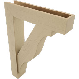Ekena Millwork - BKTUR0554X26X38FST05RCPR - Timberthane Faux Wood Funston Style Bracket w/ Offset Brace, Block Ends, 5 1/2"W x 26"D x 38"H, Primed Tan