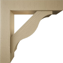 Ekena Millwork - BKTUR0554X28X28FST05RCPR - Timberthane Faux Wood Funston Style Bracket w/ Offset Brace, Block Ends, 5 1/2"W x 28"D x 28"H, Primed Tan