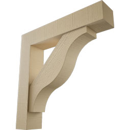 Ekena Millwork - BKTUR0554X28X28FST05RCPR - Timberthane Faux Wood Funston Style Bracket w/ Offset Brace, Block Ends, 5 1/2"W x 28"D x 28"H, Primed Tan