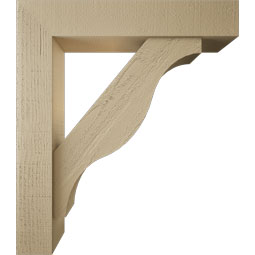 Ekena Millwork - BKTUR0554X28X32FST05RCPR - Timberthane Faux Wood Funston Style Bracket w/ Offset Brace, Block Ends, 5 1/2"W x 28"D x 32"H, Primed Tan