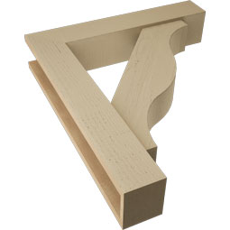 Ekena Millwork - BKTUR0554X28X32FST05RCPR - Timberthane Faux Wood Funston Style Bracket w/ Offset Brace, Block Ends, 5 1/2"W x 28"D x 32"H, Primed Tan