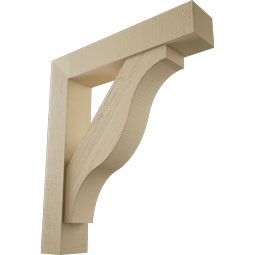 Ekena Millwork - BKTUR0554X28X32FST05RCPR - Timberthane Faux Wood Funston Style Bracket w/ Offset Brace, Block Ends, 5 1/2"W x 28"D x 32"H, Primed Tan