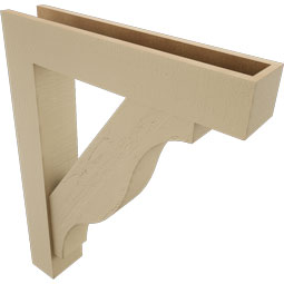 Ekena Millwork - BKTUR0554X28X36FST05RCPR - Timberthane Faux Wood Funston Style Bracket w/ Offset Brace, Block Ends, 5 1/2"W x 28"D x 36"H, Primed Tan
