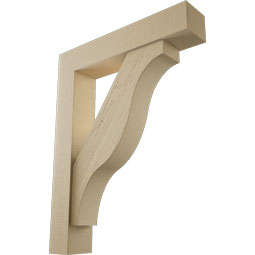 Ekena Millwork - BKTUR0554X28X36FST05RCPR - Timberthane Faux Wood Funston Style Bracket w/ Offset Brace, Block Ends, 5 1/2"W x 28"D x 36"H, Primed Tan