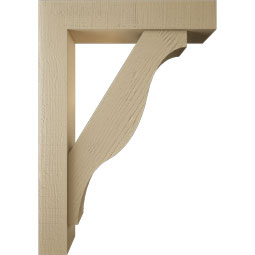 Ekena Millwork - BKTUR0554X28X40FST05RCPR - Timberthane Faux Wood Funston Style Bracket w/ Offset Brace, Block Ends, 5 1/2"W x 28"D x 40"H, Primed Tan