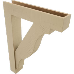 Ekena Millwork - BKTUR0554X28X40FST05RCPR - Timberthane Faux Wood Funston Style Bracket w/ Offset Brace, Block Ends, 5 1/2"W x 28"D x 40"H, Primed Tan