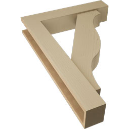 Ekena Millwork - BKTUR0554X28X40FST05RCPR - Timberthane Faux Wood Funston Style Bracket w/ Offset Brace, Block Ends, 5 1/2"W x 28"D x 40"H, Primed Tan