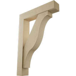 Ekena Millwork - BKTUR0554X28X40FST05RCPR - Timberthane Faux Wood Funston Style Bracket w/ Offset Brace, Block Ends, 5 1/2"W x 28"D x 40"H, Primed Tan