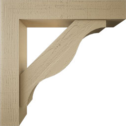 Ekena Millwork - BKTUR0554X30X30FST05RCPR - Timberthane Faux Wood Funston Style Bracket w/ Offset Brace, Block Ends, 5 1/2"W x 30"D x 30"H, Primed Tan