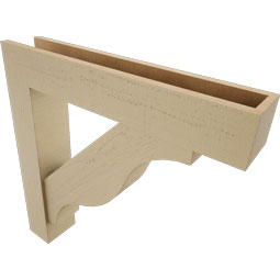 Ekena Millwork - BKTUR0554X30X30FST05RCPR - Timberthane Faux Wood Funston Style Bracket w/ Offset Brace, Block Ends, 5 1/2"W x 30"D x 30"H, Primed Tan