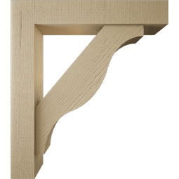 Ekena Millwork - BKTUR0554X30X34FST05RCPR - Timberthane Faux Wood Funston Style Bracket w/ Offset Brace, Block Ends, 5 1/2"W x 30"D x 34"H, Primed Tan