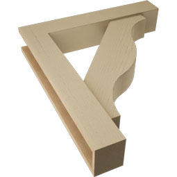 Ekena Millwork - BKTUR0554X30X34FST05RCPR - Timberthane Faux Wood Funston Style Bracket w/ Offset Brace, Block Ends, 5 1/2"W x 30"D x 34"H, Primed Tan