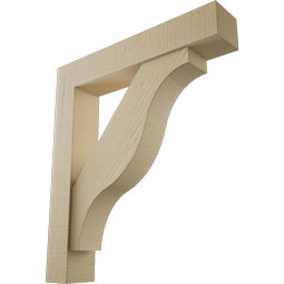 Ekena Millwork - BKTUR0554X30X34FST05RCPR - Timberthane Faux Wood Funston Style Bracket w/ Offset Brace, Block Ends, 5 1/2"W x 30"D x 34"H, Primed Tan