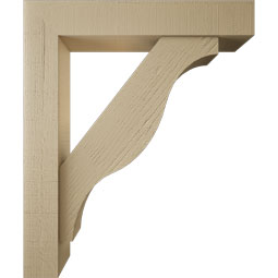Ekena Millwork - BKTUR0554X30X36FST05RCPR - Timberthane Faux Wood Funston Style Bracket w/ Offset Brace, Block Ends, 5 1/2"W x 30"D x 36"H, Primed Tan