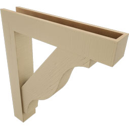 Ekena Millwork - BKTUR0554X30X36FST05RCPR - Timberthane Faux Wood Funston Style Bracket w/ Offset Brace, Block Ends, 5 1/2"W x 30"D x 36"H, Primed Tan