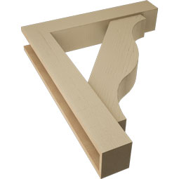 Ekena Millwork - BKTUR0554X30X36FST05RCPR - Timberthane Faux Wood Funston Style Bracket w/ Offset Brace, Block Ends, 5 1/2"W x 30"D x 36"H, Primed Tan