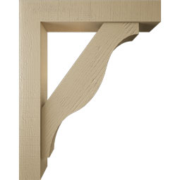 Ekena Millwork - BKTUR0554X30X38FST05RCPR - Timberthane Faux Wood Funston Style Bracket w/ Offset Brace, Block Ends, 5 1/2"W x 30"D x 38"H, Primed Tan