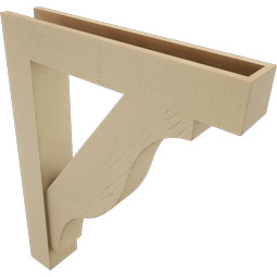 Ekena Millwork - BKTUR0554X30X38FST05RCPR - Timberthane Faux Wood Funston Style Bracket w/ Offset Brace, Block Ends, 5 1/2"W x 30"D x 38"H, Primed Tan