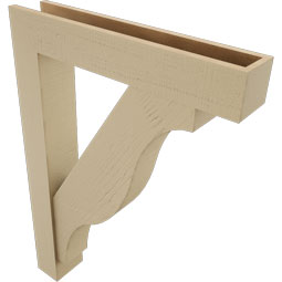 Ekena Millwork - BKTUR0554X30X42FST05RCPR - Timberthane Faux Wood Funston Style Bracket w/ Offset Brace, Block Ends, 5 1/2"W x 30"D x 42"H, Primed Tan