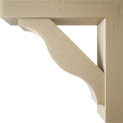 Ekena Millwork - BKTUR0554X32X32FST05RCPR - Timberthane Faux Wood Funston Style Bracket w/ Offset Brace, Block Ends, 5 1/2"W x 32"D x 32"H, Primed Tan