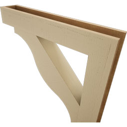 Ekena Millwork - BKTUR0554X32X32FST05RCPR - Timberthane Faux Wood Funston Style Bracket w/ Offset Brace, Block Ends, 5 1/2"W x 32"D x 32"H, Primed Tan