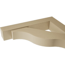Ekena Millwork - BKTUR0554X32X32FST05RCPR - Timberthane Faux Wood Funston Style Bracket w/ Offset Brace, Block Ends, 5 1/2"W x 32"D x 32"H, Primed Tan