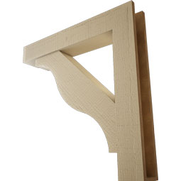 Ekena Millwork - BKTUR0554X32X32FST05RCPR - Timberthane Faux Wood Funston Style Bracket w/ Offset Brace, Block Ends, 5 1/2"W x 32"D x 32"H, Primed Tan