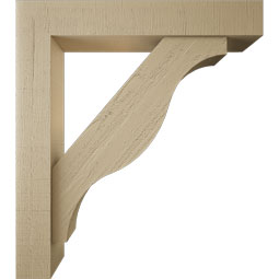 Ekena Millwork - BKTUR0554X32X36FST05RCPR - Timberthane Faux Wood Funston Style Bracket w/ Offset Brace, Block Ends, 5 1/2"W x 32"D x 36"H, Primed Tan