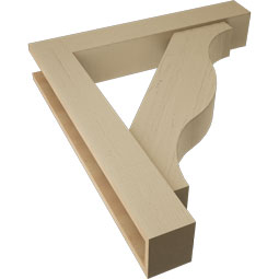 Ekena Millwork - BKTUR0554X32X36FST05RCPR - Timberthane Faux Wood Funston Style Bracket w/ Offset Brace, Block Ends, 5 1/2"W x 32"D x 36"H, Primed Tan