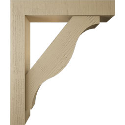 Ekena Millwork - BKTUR0554X32X38FST05RCPR - Timberthane Faux Wood Funston Style Bracket w/ Offset Brace, Block Ends, 5 1/2"W x 32"D x 38"H, Primed Tan